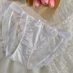 Premium satin lace sheer low rise panties