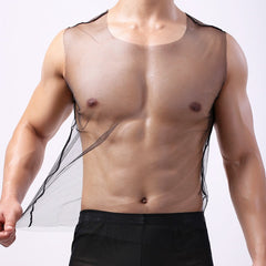 Men's mesh vest fully transparent sexy