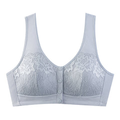 Pure cotton vest style front button large size no wire bra