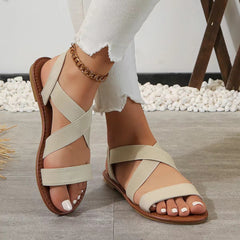 Crisscross elastic flat sandals