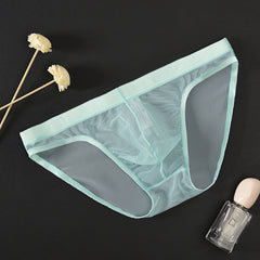 Men's Mesh Low Waist Sexy Ice Silk Briefs