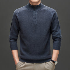 Men's 2024 Thickened Half Zipper Jacquard High-end Casual Pure Wool Sweater