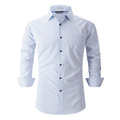 Men's Printed Long Sleeve Plaid Shirt
