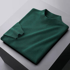 Men's 100% Pure Wool Business Casual High-end Warm Half Turtleneck Sweater