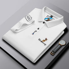 Men's Short-sleeved Business Casual Loose Fashion Embroidered Polo Shirt