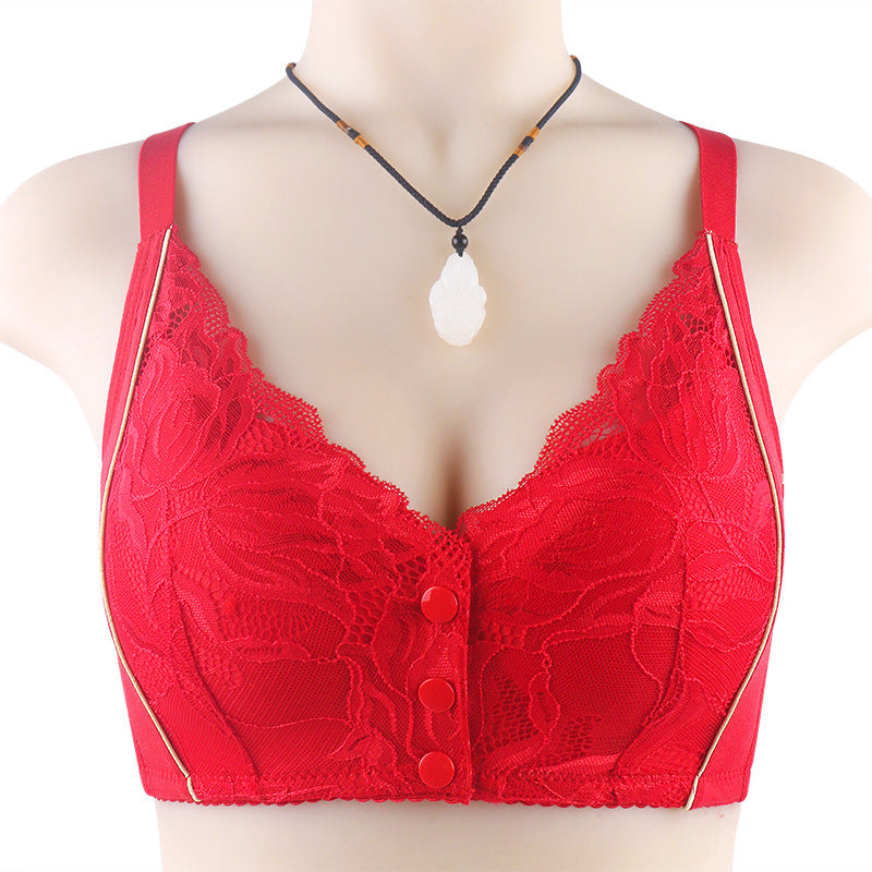 New Lace Front Button No Wire Plus Size Bra