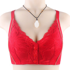 New Lace Front Button No Wire Plus Size Bra