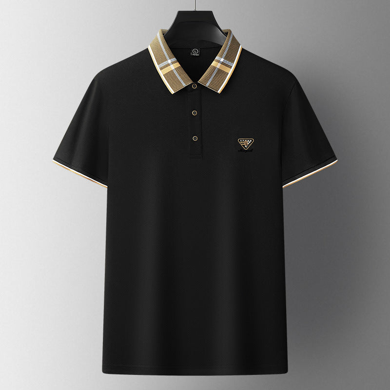 New short-sleeved silk lapel POLO