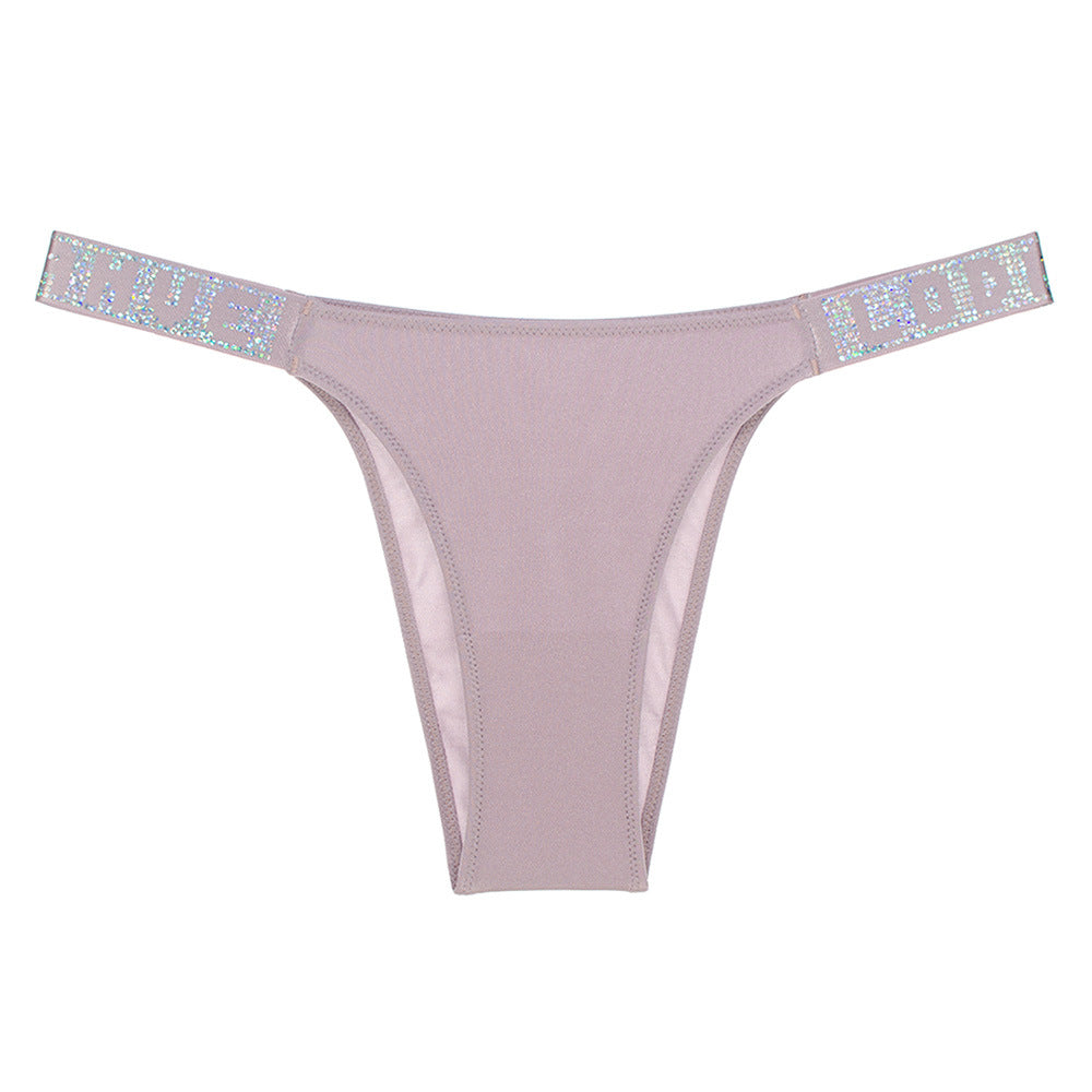 Solid color low waist hip-covering thong