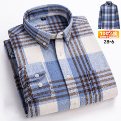 Men's Long-sleeved Brushed Casual Retro Plaid Shirt