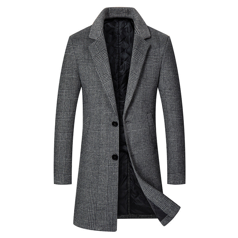 2023 New Men's Thickened Lapel Business Casual Woolen Coat