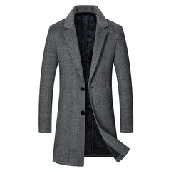 2023 New Men's Thickened Lapel Business Casual Woolen Coat