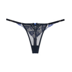 Embroidered Sexy Lace Low Rise See-Through Thong