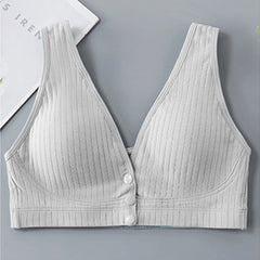 Thin wire-free front button breathable bra