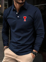 Men's Stylish Printed Lapel Polo Shirt