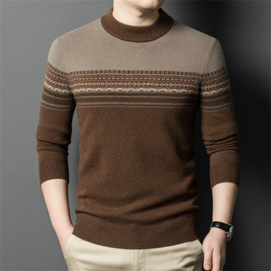 Round neck thick casual 100% wool sweater