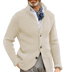 Men's slim fit stand collar knitted cardigan