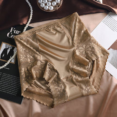 High Waist Breathable Satin Lace Briefs