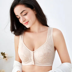 Large size thin front buckle bra without rims lace