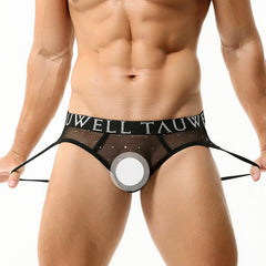 Men's Sexy Lace Mesh Transparent Briefs