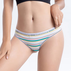 Low Waist Sexy Large Size Colorful Striped Cotton Briefs
