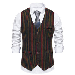New Men's Striped Retro Business Casual Professional Vest