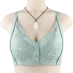 New Lace Front Button No Wire Plus Size Bra