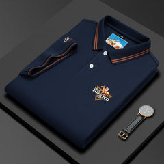 Men's New Business Casual Embroidered Lapel Polo Shirt