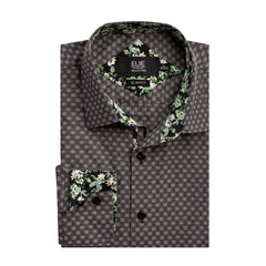 Men's Fashionable Jacquard Long Sleeve Patchwork Stand Collar Shirt