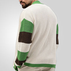 Men's Loose Contrast Wool Cardigan