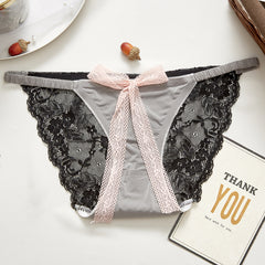 Low-waist Sexy Lace Bow Hollow Breathable Seamless Briefs