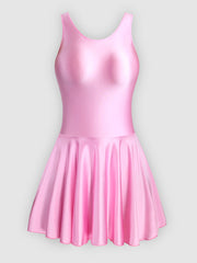One-piece tight silky shiny gymnastics skirt