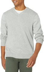 Men's Solid Color V-neck Sweater