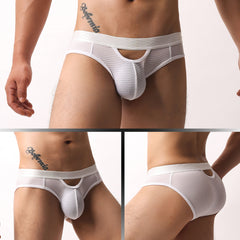 Men's Low-rise Sexy Striped Breathable Mesh Super Stretch and Super Soft Briefs