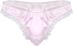 Men's Satin Polka Dot Lace Thong