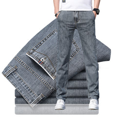 Men's Elastic Loose Soft Ice Silk Slim Straight Casual Jeans