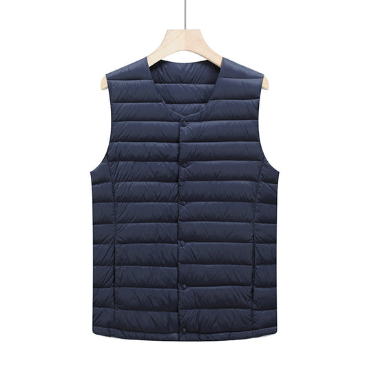 Men's White Duck Down Warm Down Vest