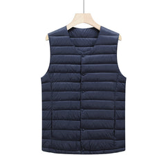 Men's White Duck Down Warm Down Vest