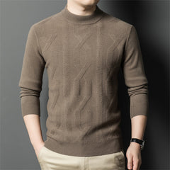 Round neck thick casual 100% wool sweater