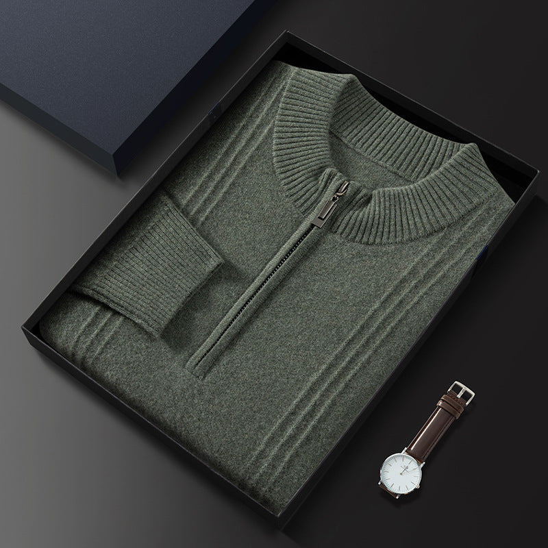 Cashmere autumn and winter half turtleneck zipper pullover sweater