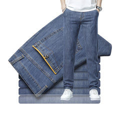 Men's Elastic Loose Soft Ice Silk Slim Straight Casual Jeans