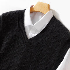 100% wool men's v-neck pullover vest