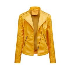 2023 Women's Short Slim Leather Jacket