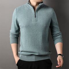 Men's Half Zip Solid Color Casual Sweater