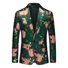 Men's Color Block Printed Casual Fashion Blazer