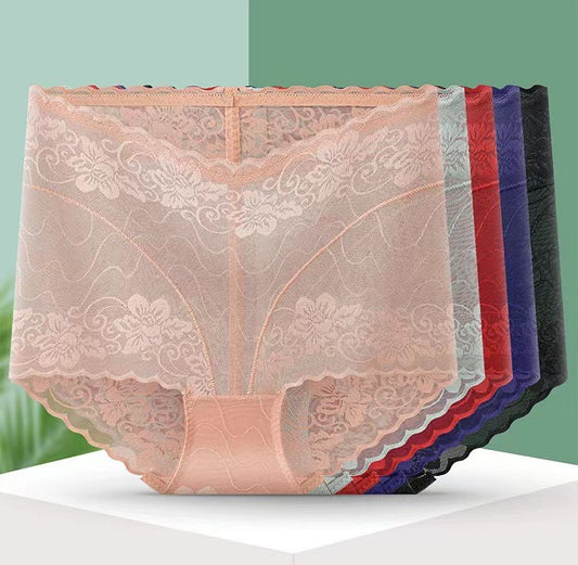 [ 5PCS ] Lace tummy-control buttocks sexy transparent mesh panties