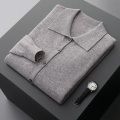 Men's 100% Wool Business Lapel Sweater