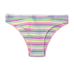 Low Waist Sexy Large Size Colorful Striped Cotton Briefs