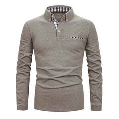 Men's Casual Plaid Stitching Fashion POLO Shirt