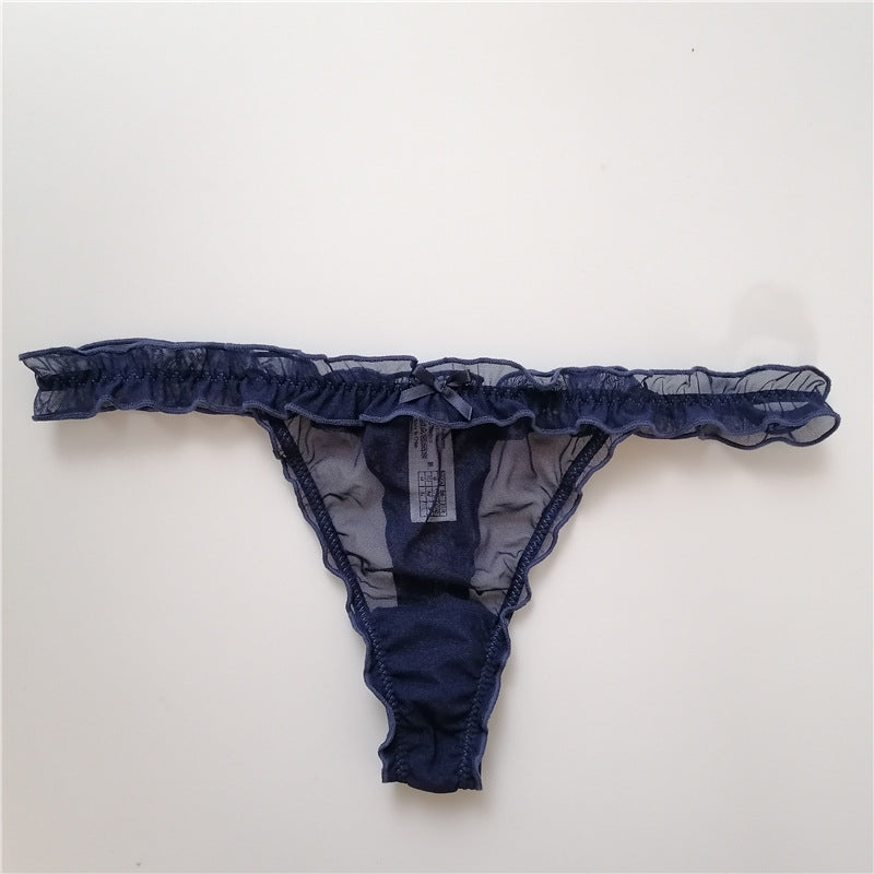 Large Size Sheer Mesh Ruffled Thong